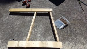 Now that the frame is locked into position, start adding more timber slats. 