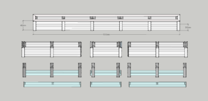 sectioned balcony planter box drafting 3d example